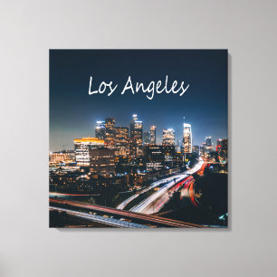 Los Angeles California City Skyline at night Canvas Print