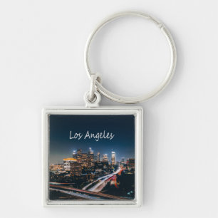 Los Angeles California City Skyline at night Keychain