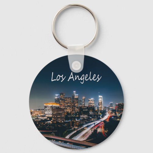Los Angeles California City Skyline at night Keychain