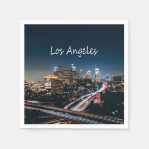Los Angeles California City Skyline at night Napkins