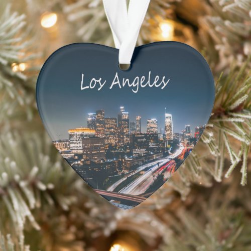 Los Angeles California City Skyline at night Ornament
