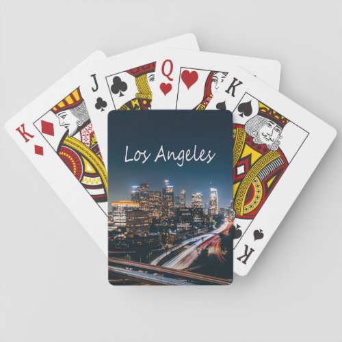 Los Angeles California City Skyline at night Poker Cards