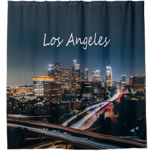 Los Angeles California City Skyline at night Shower Curtain