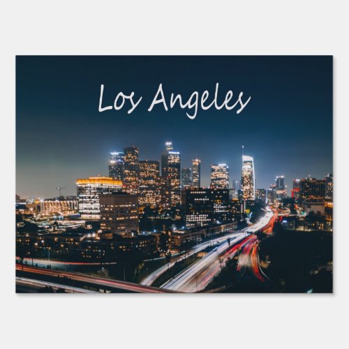 Los Angeles California City Skyline at night Sign