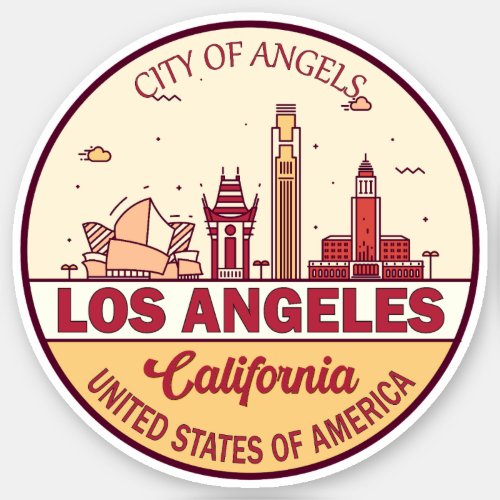 Los Angeles California City Skyline Emblem Sticker