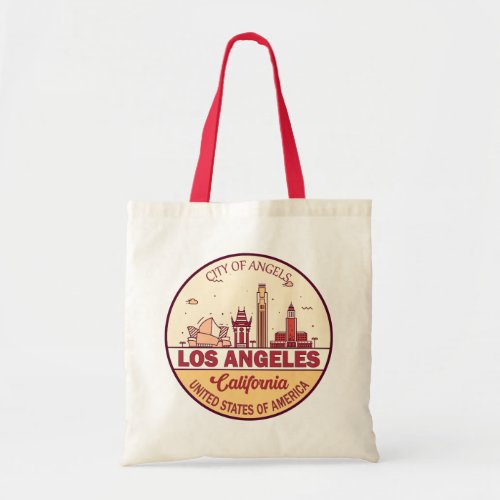 Los Angeles California City Skyline Emblem Tote Bag