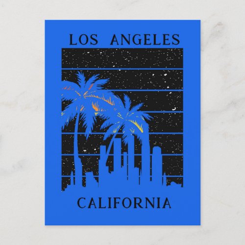 Los Angeles California City Skyline Palm Tree Postcard