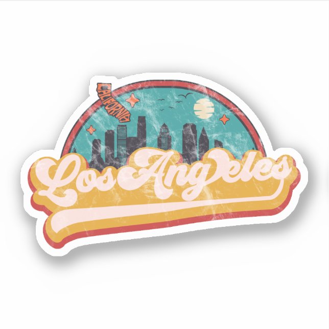 Los Angeles California City Skyline Sticker (Front)