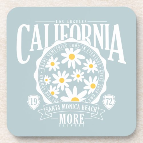 Los Angeles California Floral Graphic Beverage Coaster