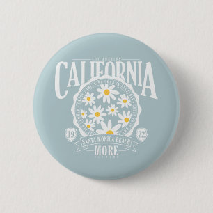 Los Angeles California Floral Graphic Button
