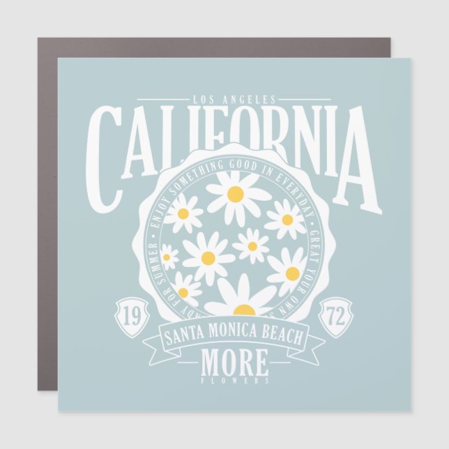 Los Angeles California Floral Graphic Car Magnet (Front)