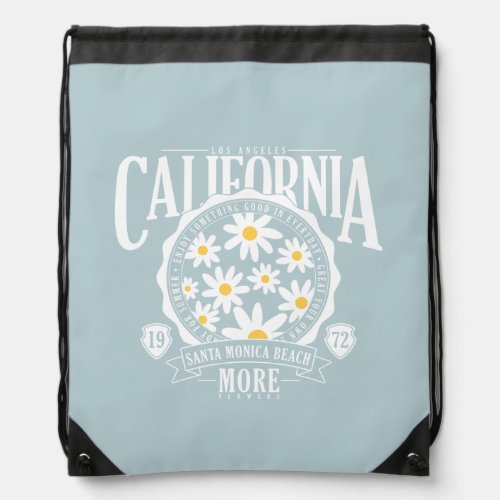 Los Angeles California Floral Graphic Drawstring Bag