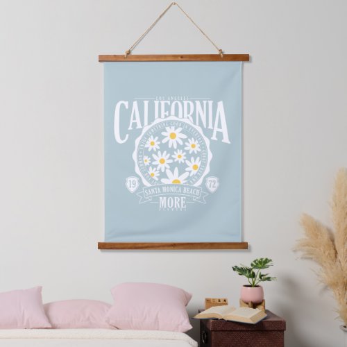Los Angeles California Floral Graphic Hanging Tapestry