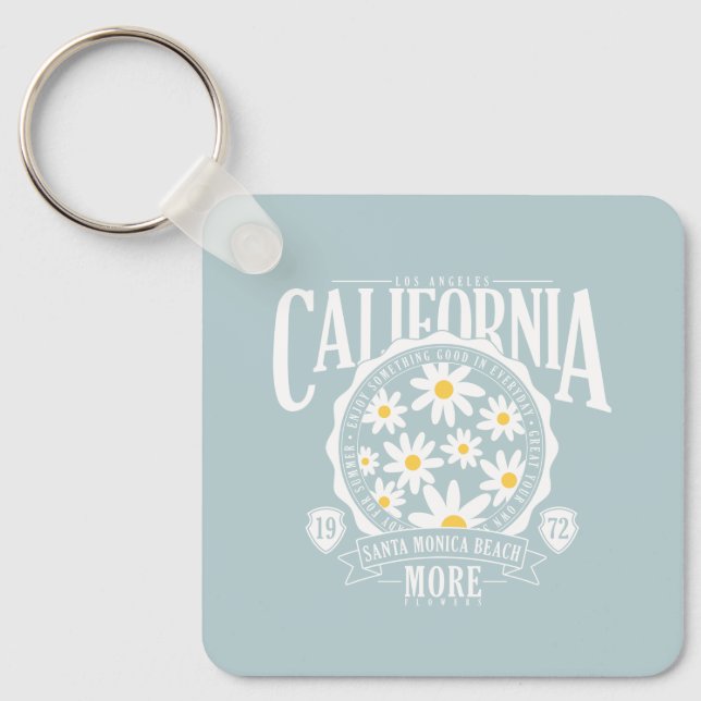 Los Angeles California Floral Graphic Keychain (Front)