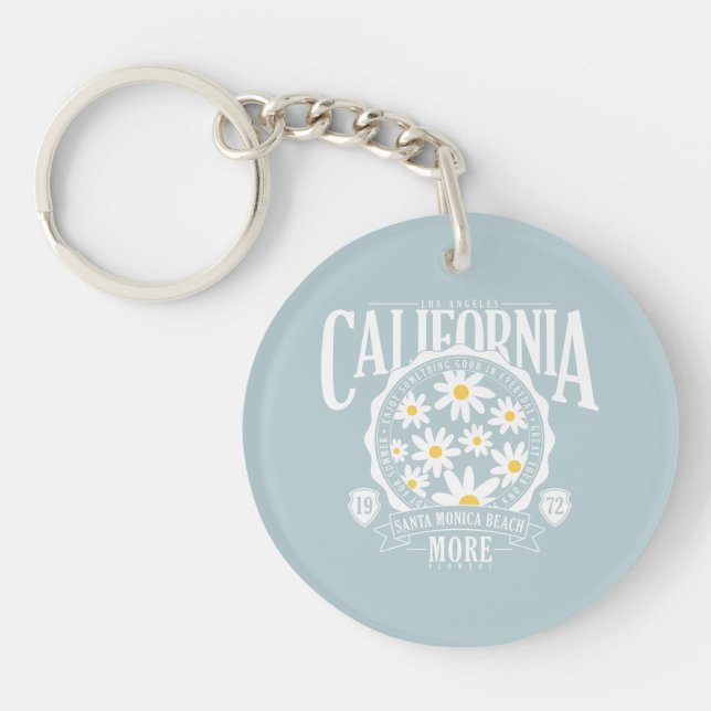 Los Angeles California Floral Graphic Keychain (Front)