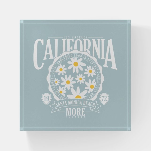 Los Angeles California Floral Graphic Paperweight (Front)