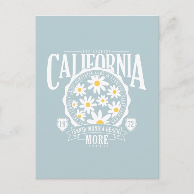 Los Angeles California Floral Graphic Postcard (Front)