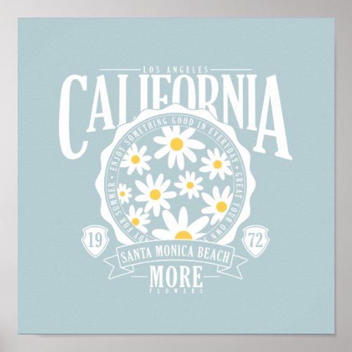 Los Angeles California Floral Graphic Poster