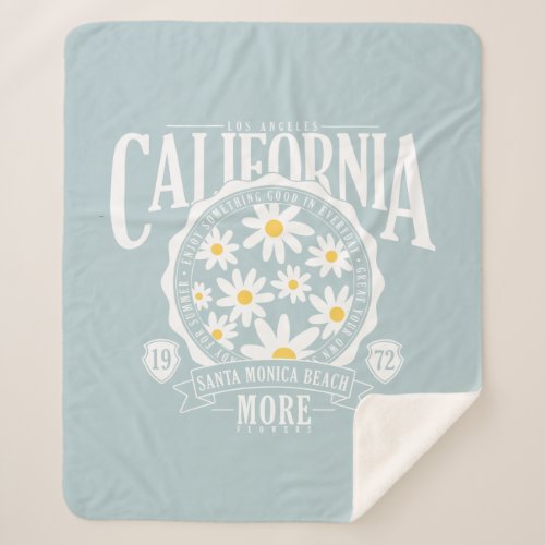 Los Angeles California Floral Graphic Sherpa Blanket