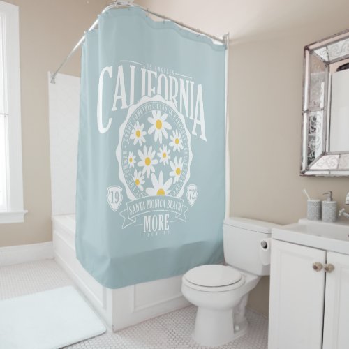 Los Angeles California Floral Graphic Shower Curtain