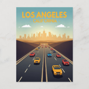Los Angeles California Freeway Traffic Postcard