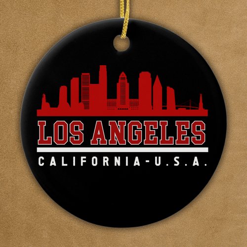 Los Angeles California Fun Skyline City Ceramic Ornament