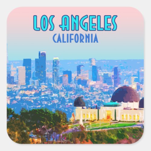 Los Angeles California Griffith Observatory Square Sticker