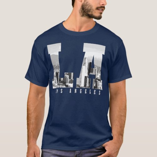 Los Angeles California LA Skyline Pride Black Whit T_Shirt