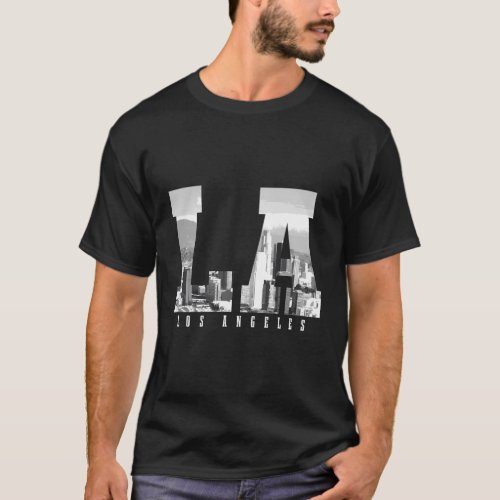 Los Angeles California La Skyline Pride Black Whit T_Shirt