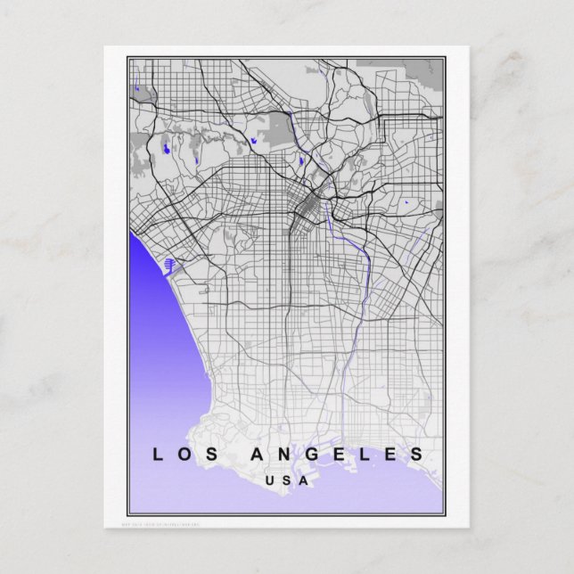 Los Angeles California Modern City Map Postcard (Front)