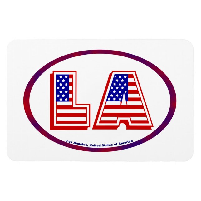 Los Angeles California Oval Logo Patriotic Magnet (Horizontal)
