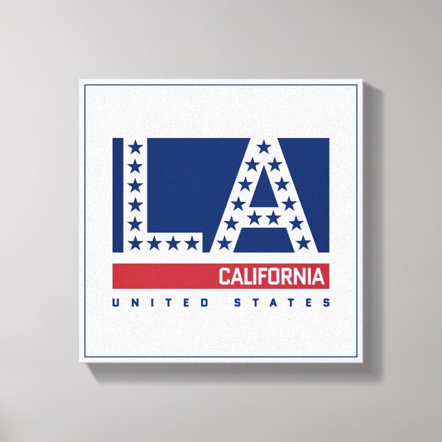 Los Angeles, California | Red,White & Blue Skyline Canvas Print (Front)
