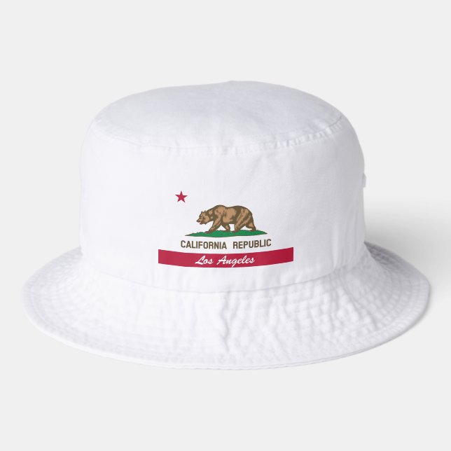 Los Angeles California Republic state flag custom Bucket Hat (Front)