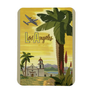 Los Angeles California Retro Vintage Travel Poster Magnet