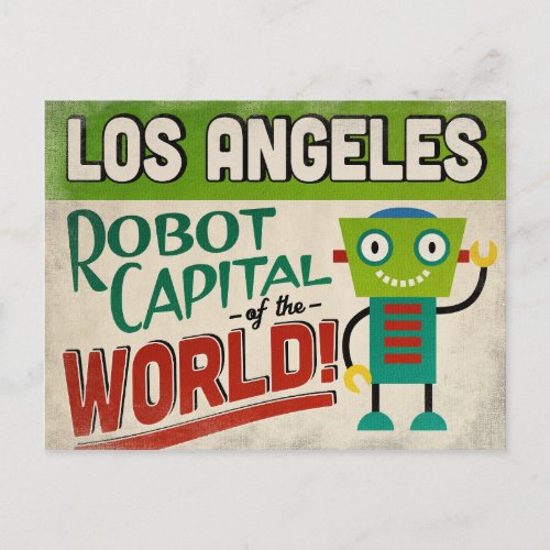 Los Angeles California Robot _ Funny Vintage Postcard