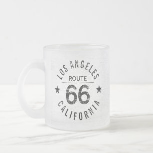 Los Angeles California Route 66 Frosted Glass Coffee Mug