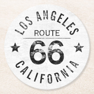 Los Angeles California Route 66 Round Paper Coaster