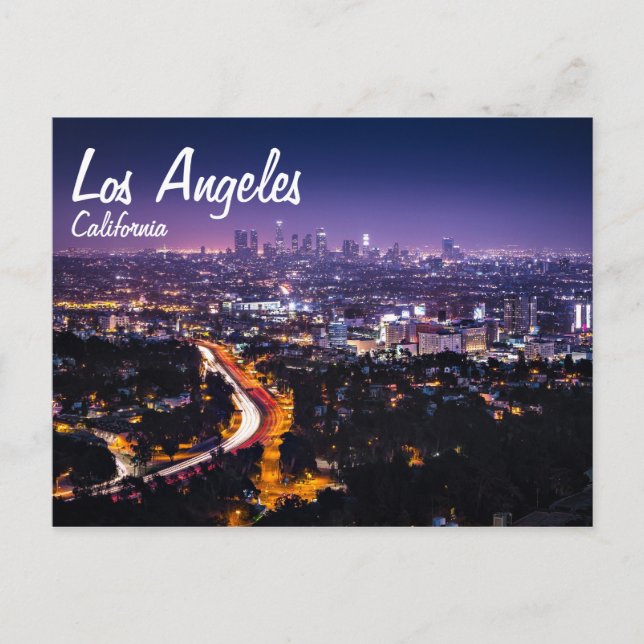 Los Angeles, California Skyline at night Postcard (Front)