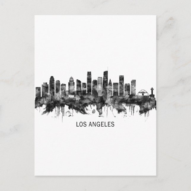 Los Angeles California Skyline BW Invitation Postcard (Front)