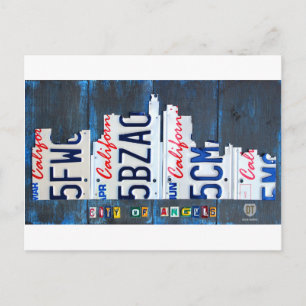 Los Angeles California Skyline License Plate Art Postcard