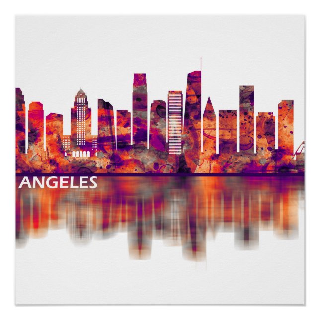 Los Angeles California Skyline Poster (Front)
