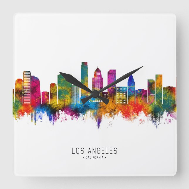 Los Angeles California Skyline Square Wall Clock (Front)