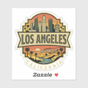 Los Angeles California Skyline Vintage Travel Sticker