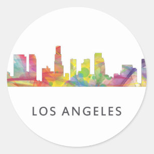 LOS ANGELES, CALIFORNIA SKYLINE WB1- CLASSIC ROUND STICKER