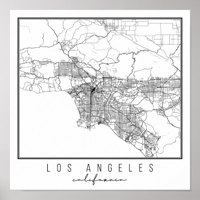 Los Angeles California Street Map Poster (Front)