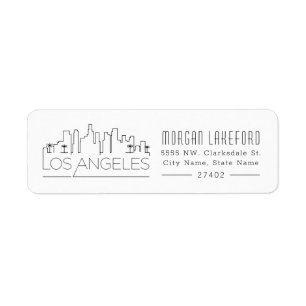 Los Angeles, California Stylized Skyline   Label