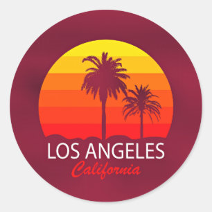 Los Angeles, California sunset Classic Round Sticker