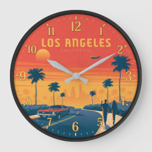 Los Angeles California Sunset Large Clock