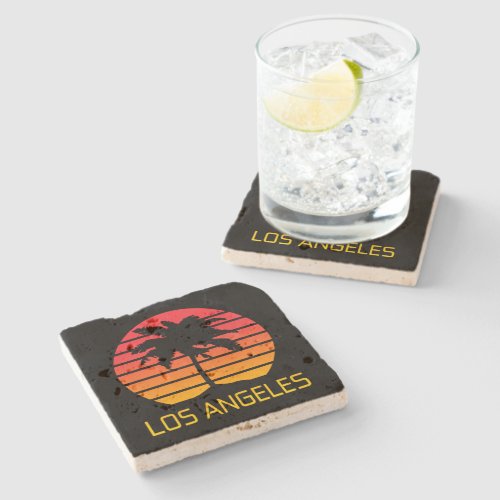 Los Angeles California Sunset  Stone Coaster