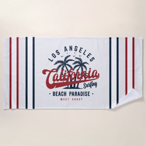 Los Angeles California Surfing Beach Towel
